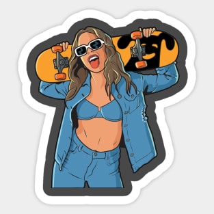 SkateBoard Girl Sticker